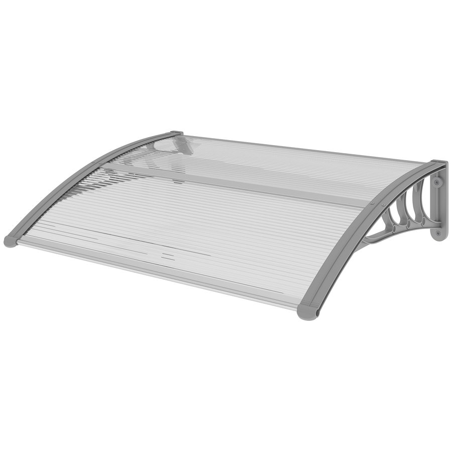 Outsunny Vordach für Haustür 100 x 75 cm Pultbogenvordach Überdachung aus Aluminium und Polycarbonat Pultvordach mit UV Schutz Haustürvordach für Balkon, Sonnenschutz, Regenschutz, Silber   Aosom von Outsunny