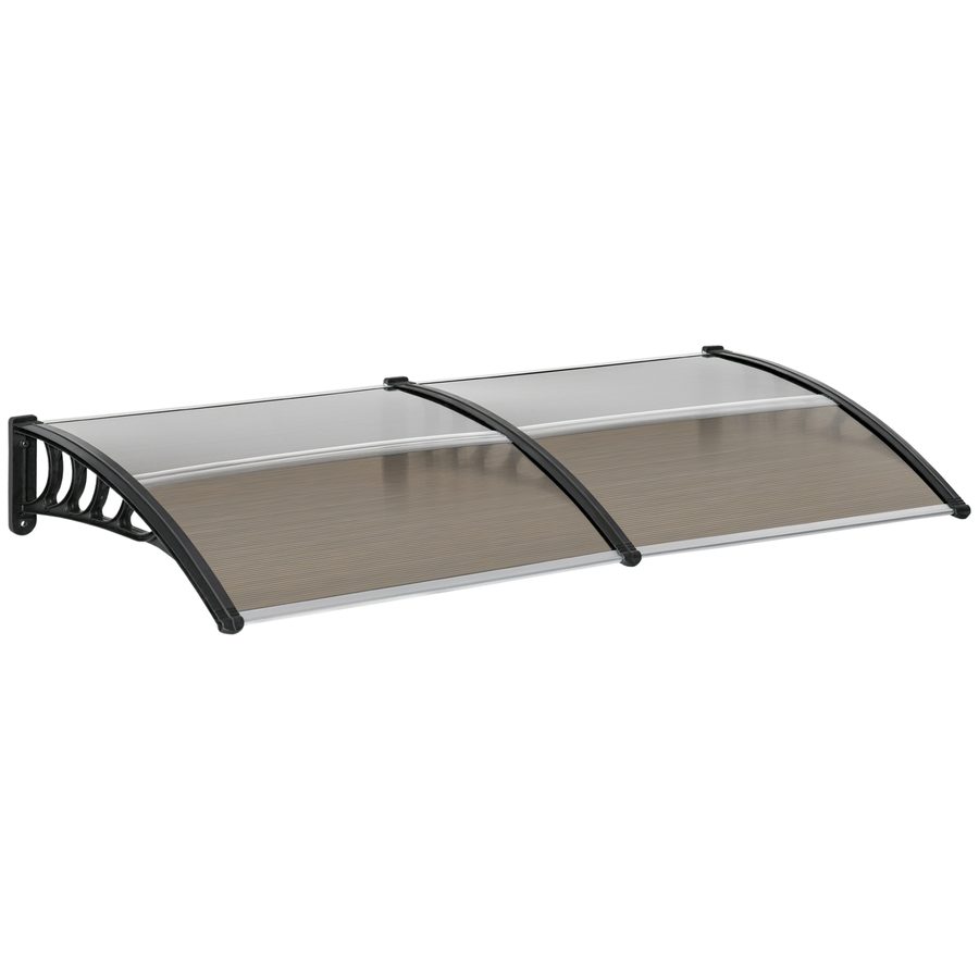 Outsunny Türvordach aus Polycarbonat mit Alurand gegen Regen und UV-Strahlen 200 x 96 x 27 cm Braun   Aosom von Outsunny