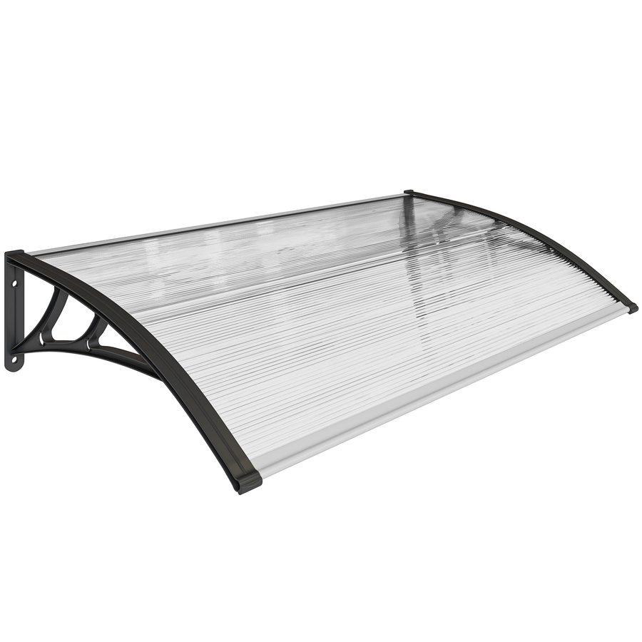 Outsunny Pultvordach Vordach für Haustür 110 x 60 x 18 cm Überdachung mit UV Schutz, Regenschutz Sonnenschutz für draußen Aluminium-Verbindungstangen Schwarz   Aosom von Outsunny