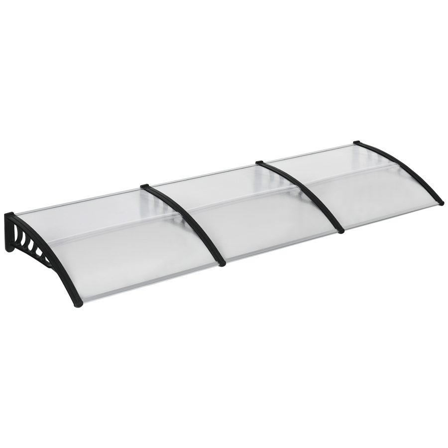 Outsunny Moderne Überdachung aus Polycarbonat und Aluminium für Balkone, Fenster und Türen, Außenvordach mit PP-Halterung, 303x96x27 cm, Schwarz und Transparent   Aosom von Outsunny
