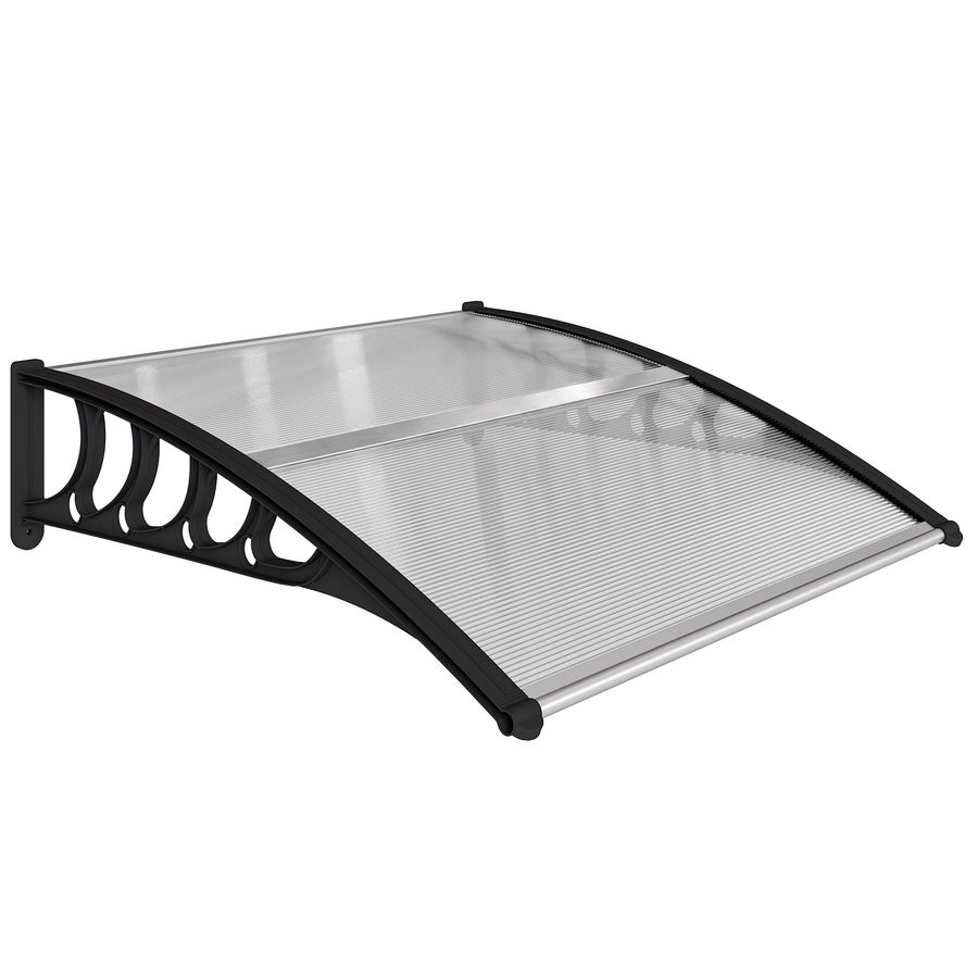 Outsunny Pultvordach Vordach Haustür 103 x 96,5 x 27 cm Überdachung mit UV Schutz, Regenschutz & Sonnenschutz für draußen, Aluminium Schwarz   Aosom.de von Outsunny