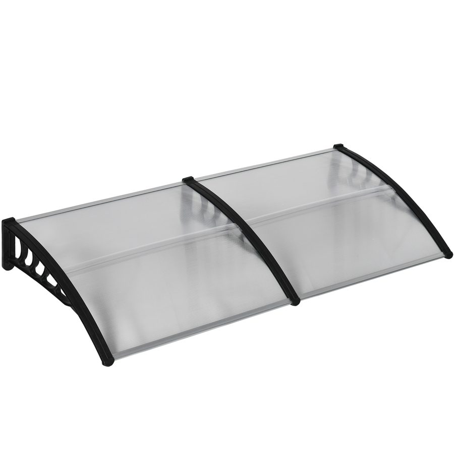 Outsunny Pultvordach Vordach für Haustür 200 x 96 x 27 cm Überdachung mit UV Schutz, Regenschutz Sonnenschutz für draußen Alu Schwarz   Aosom von Outsunny