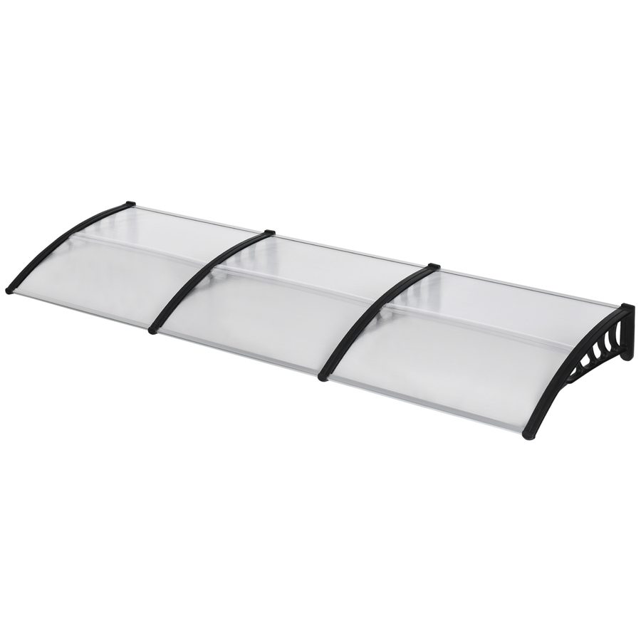 Outsunny Pultvordach Vordach für Haustür 303 x 96 x 27 cm Überdachung mit UV Schutz, Regenschutz Sonnenschutz für draußen Alu Schwarz   Aosom von Outsunny