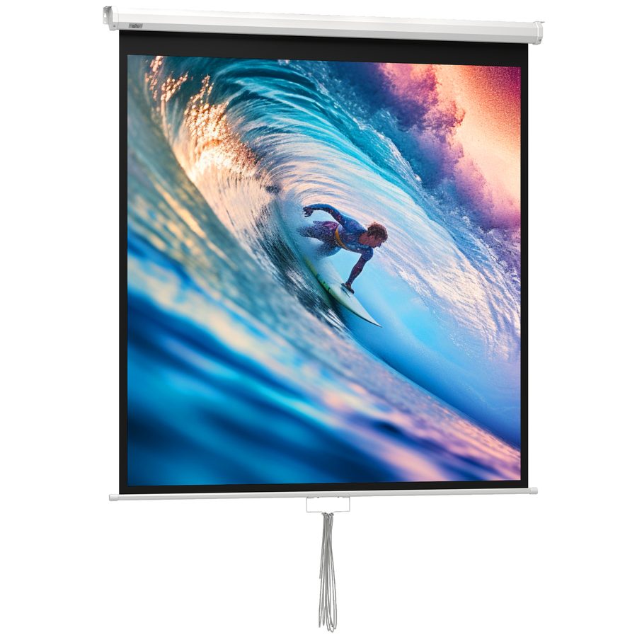 HOMCOM Beamer Leinwand 152 x 152 cm 85 Zoll 1:1 HD 4K Projektionsleinwand Rollo-Leinwand für Heimkino Büro-Präsentationen   Aosom von HOMCOM