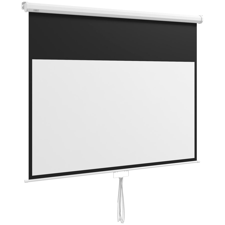HOMCOM Beamer Leinwand 172 x 96 cm manuell, Rollleinwand für 4K HD, Filmleinwand für Heimkino und Präsentationen, weiß   Aosom.de von HOMCOM