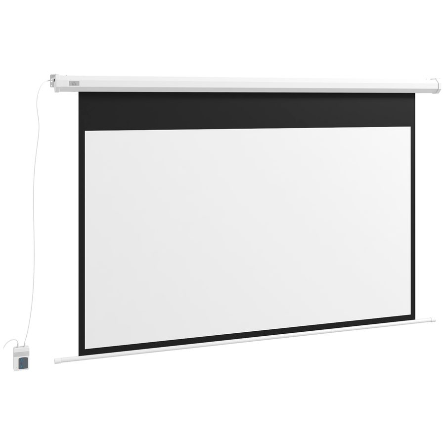 HOMCOM Beamer Leinwand 186 x 105 cm 84 Zoll 16:9 HD 4K Elektrische Projektionsleinwand Motor Leinwand mit Fernbedienung für Heimkino oder Büro-Präsentationen   Aosom von HOMCOM