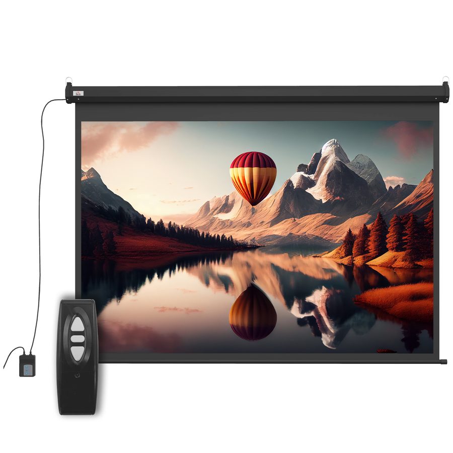 HOMCOM Beamer Leinwand 84" 171 x 130 cm 4:3 HD 4K Elektrische Projektionsleinwand mit Fernbedienung Motor Leinwand für Heimkino oder Präsentationen Schwarz   Aosom von HOMCOM