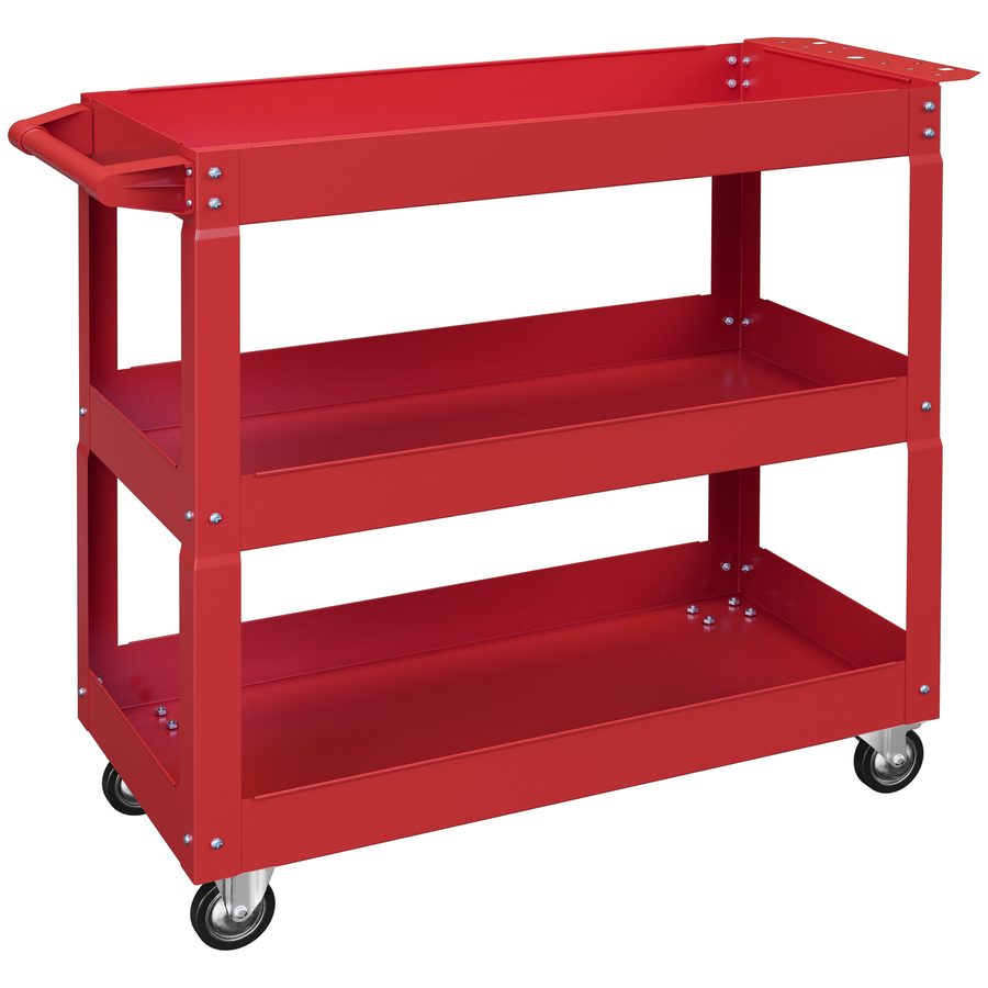 DURHAND Werkstattwagen mit 3 Etagen, Werkzeugwagen leer, Transportwagen mit seitlicher Griff, 4 Rollen, bis 150 kg Tragkraft, Stahl, 83 x 35,3 x 76 cm, Rot   Aosom von Durhand