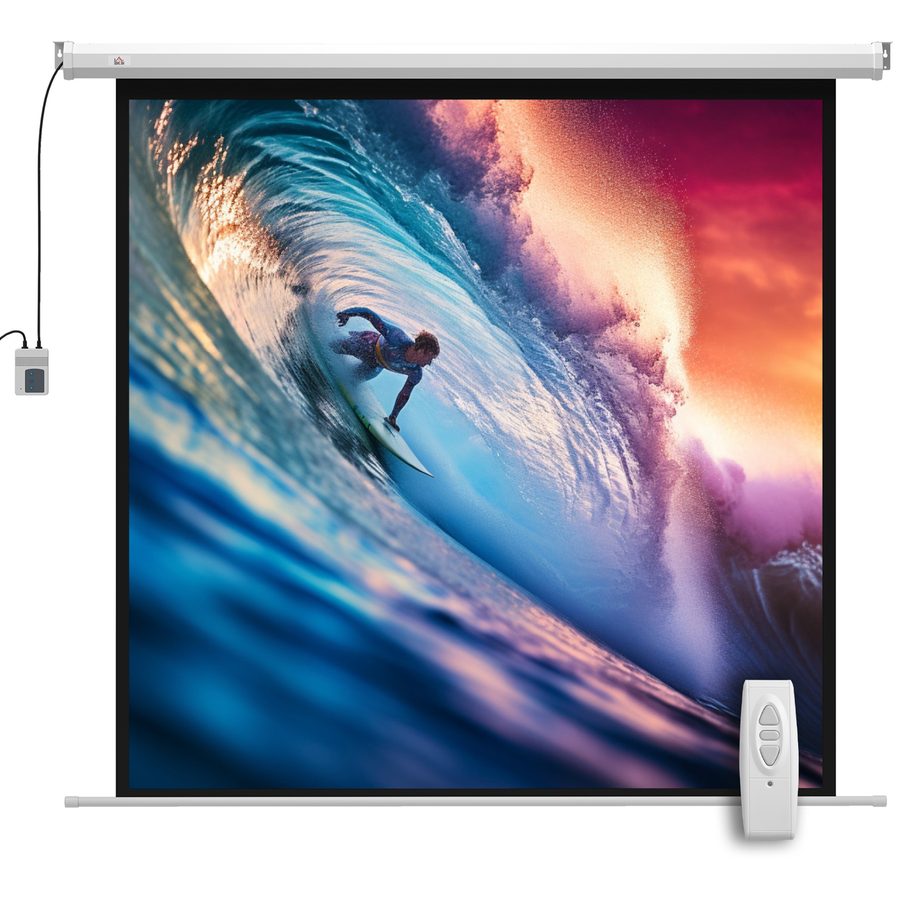 HOMCOM Beamer Leinwand 176,5 x 176,5 cm 85 Zoll 1:1 HD 4K Rollo-Leinwand Projektionsleinwand für Heimkino Büro-Präsentationen   Aosom von HOMCOM