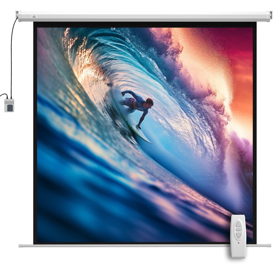 HOMCOM Beamer Leinwand 189,5 x 189,5 cm 92 Zoll 1:1 HD 4K Rollo-Leinwand Projektionsleinwand für Heimkino Büro-Präsentationen   Aosom von HOMCOM