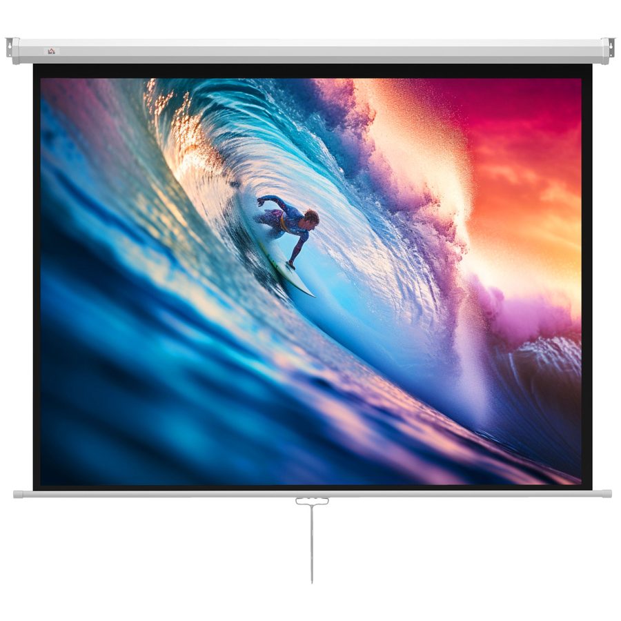 HOMCOM Beamer Leinwand 171 x 128 cm 84 Zoll 4:3 HD 4K Projektionsleinwand Rollo-Leinwand für Heimkino Büro-Präsentationen   Aosom von HOMCOM