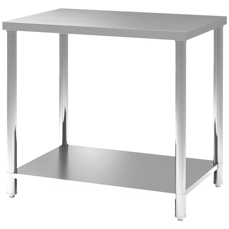 HOMCOM Arbeitstisch aus Edelstahl, Küchentisch, 2 Regale, Arbeitsplatte für Küche, Garage, Garten, 90 x 60 x 86 cm, silber   Aosom von HOMCOM