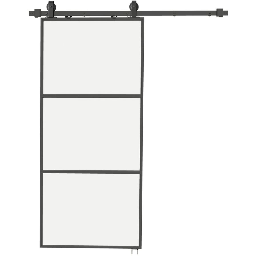 HOMCOM Glasschiebetür Komplettset mit Softclose Zimmertür 91x203 cm Wandmontage Schiebetür Schiebetürsystem mit Laufschiene Innentüren Komplett-Set für Schiebetüren Trennwände Schwarz   Aosom von HOMCOM