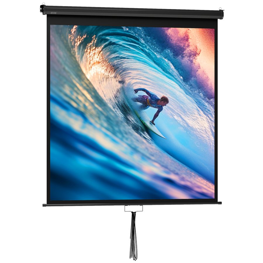HOMCOM Beamer Leinwand 152 x 152 cm 85 Zoll 1:1 HD 4K Projektionsleinwand Rollo-Leinwand für Heimkino Büro-Präsentationen   Aosom von HOMCOM
