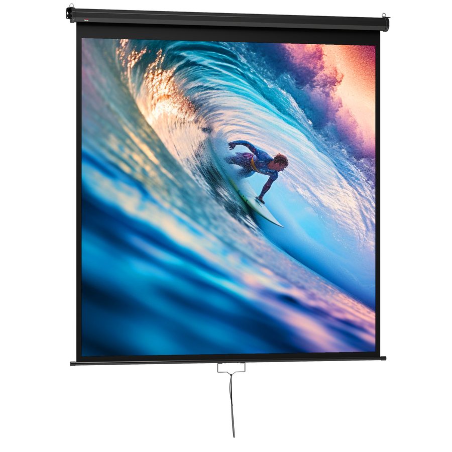 HOMCOM Beamer Leinwand 178 x 178 cm 99 Zoll 1:1 HD 4K Projektionsleinwand Rollo-Leinwand für Heimkino Büro-Präsentationen   Aosom von HOMCOM