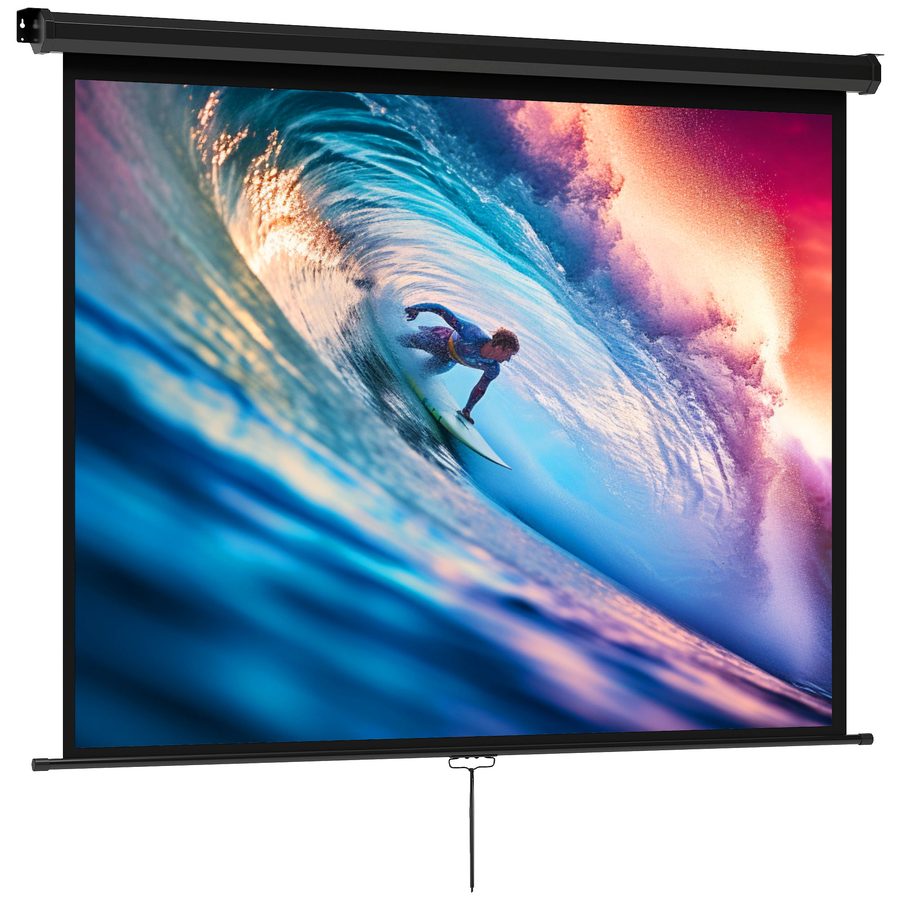 HOMCOM Beamer Leinwand 171 x 128 cm 84 Zoll 4:3 HD 4K Projektionsleinwand Rollo-Leinwand für Heimkino Büro-Präsentationen   Aosom von HOMCOM