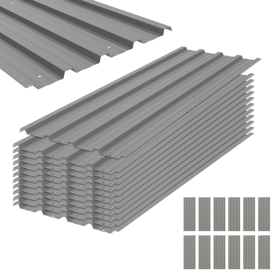 Outsunny 12 Stück Trapezblech 129x45cm 7m² Verzinkt Dachblech 0,25 mm Wetterfest Profilblech Verzinkter Stahl Dachplatten Dachpaneele Stahlblech Wellblechplatten für Dach Gerätehaus Carport Hellgrau   Aosom von Outsunny