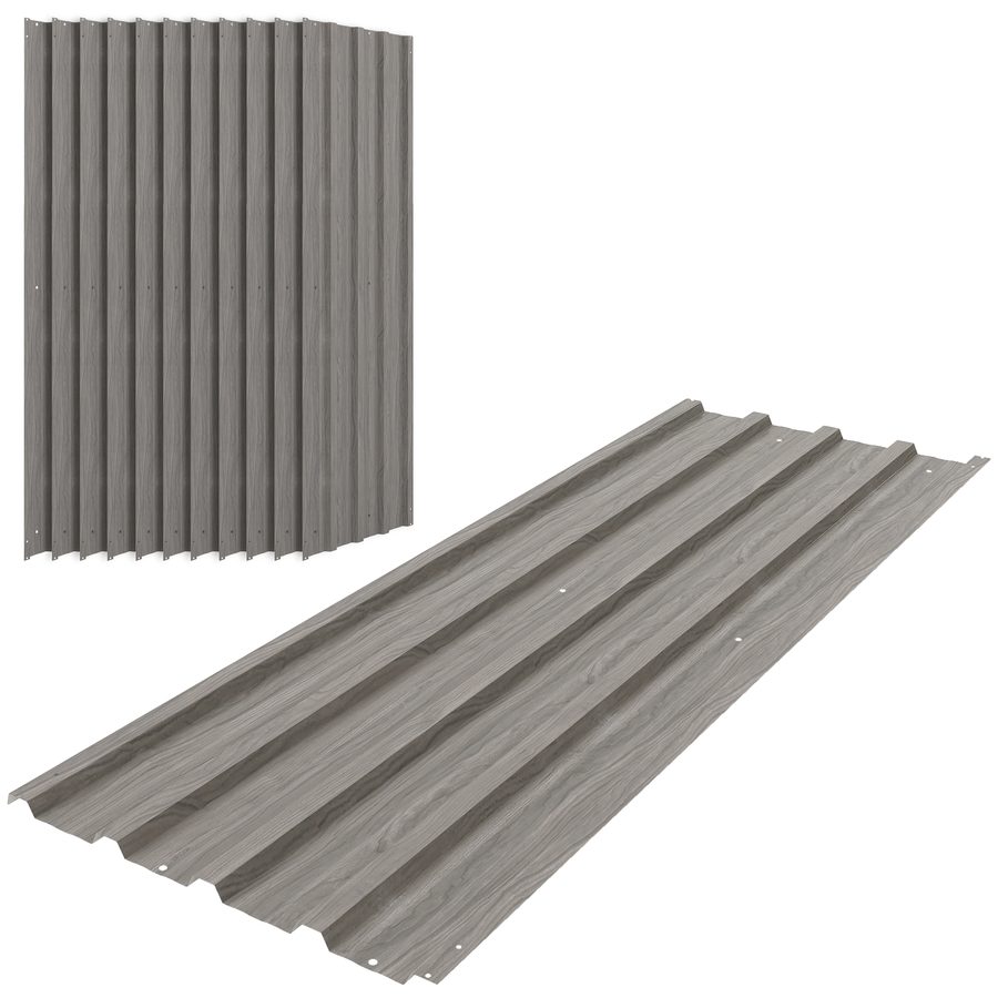 Outsunny 12er-Set verzinkte Stahlplatten, wetterbeständig, hellgraue Holzoptik, Maße pro Platte 129L x 45l cm   Aosom von Outsunny