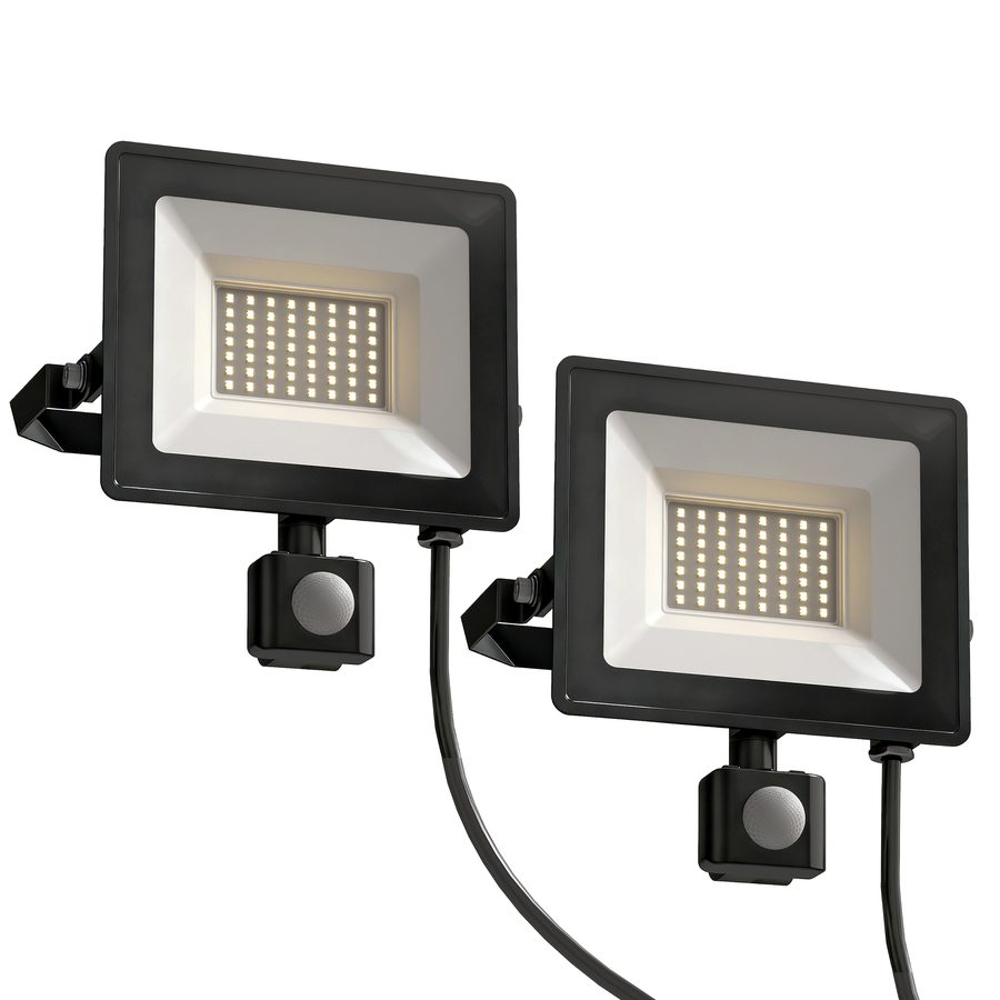 HOMCOM Baustrahler 2er Set 50W 5500LM 6000K IP65 Drehbar Dimmbar Arbeitsleuchte mit 3 Lichtmodi Kabel, tragbar Werkstattlampe für Garage Werkstatt Baustelle   Aosom von HOMCOM