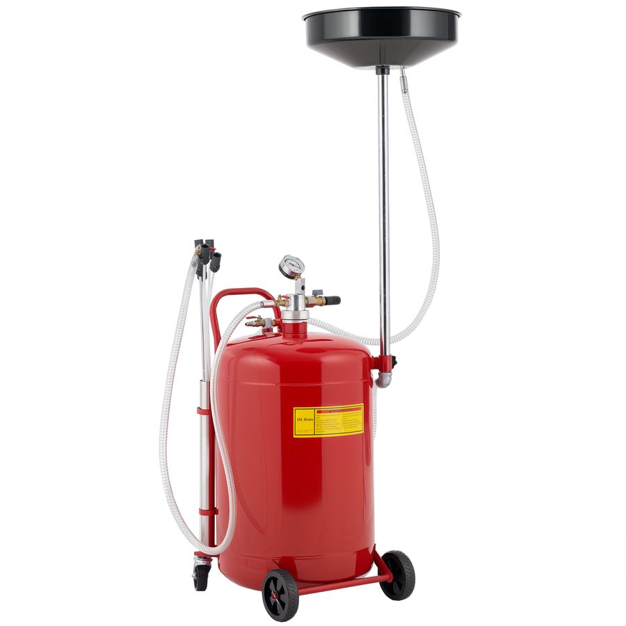 HOMCOM Ölabsaugbehälter für gebrauchtes Öl 68 L, höhenverstellbar 101-141 cm, tragbarer Ölrückgewinnungswagen mit Rädern und Griff, Rot   Aosom von HOMCOM