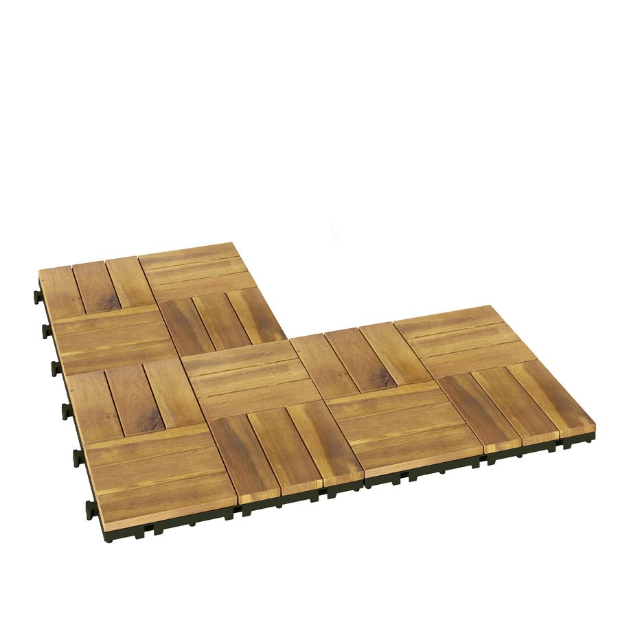 Outsunny Terrassenfliesen 31 x 31 cm 10 Stück / 0,91m² Klickfliesen aus Akazienholz Balkonfliesen mit Klicksystem Fliesen in Holzoptik Bodenbelag Fliese Holzfliesen für Terrasse Balkon Naturholz   Aosom von Outsunny