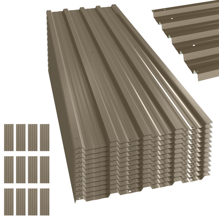 Outsunny 12x Dachpaneele aus verzinktem Stahl, profilierte Dachbleche 7 m², für Geräteschuppen, Carport, Garage, Außenbereich, 129x45 cm, Braun   Aosom von Outsunny