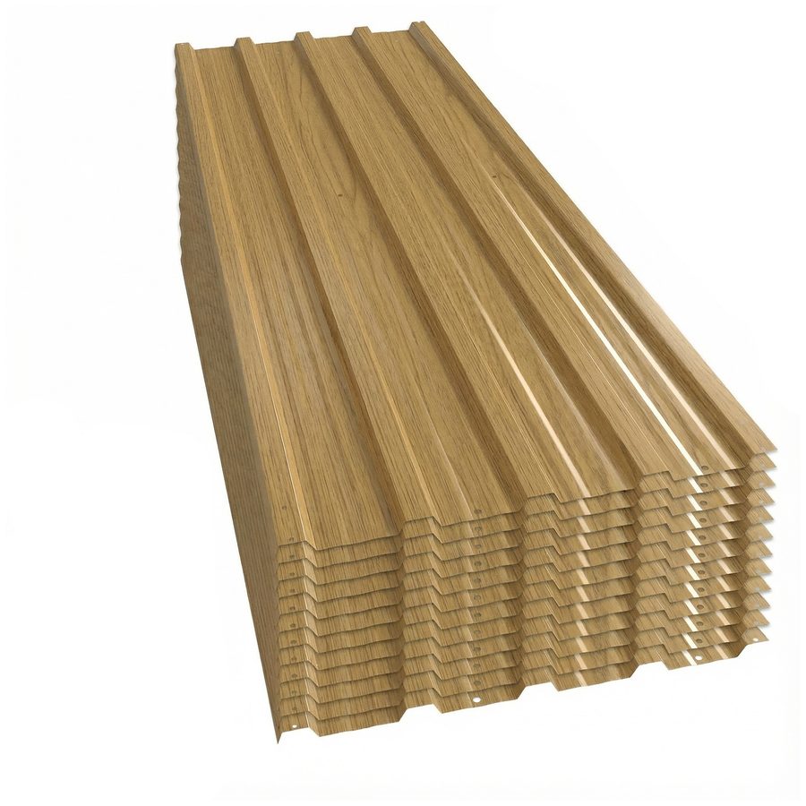 Outsunny 12 Stück Trapezblech 129x45cm 7m² Verzinkt Dachblech 0,25 mm Wetterfest Profilblech Farbbeschichteter Stahl Dachplatten Dachpaneele Stahlblech Wellblechplatten für Dach Gerätehaus Carport Naturholz   Aosom von Outsunny