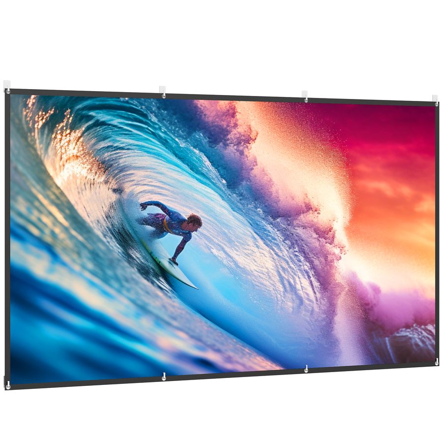 HOMCOM Projektorleinwand 304,8 cm 4K/8K HD Format 16:9, manuelle Höhenverstellung, waschbare Projektorleinwand, 160° Weitwinkel, für Zuhause, Home, Kino, Büro, Weiß   Aosom von HOMCOM