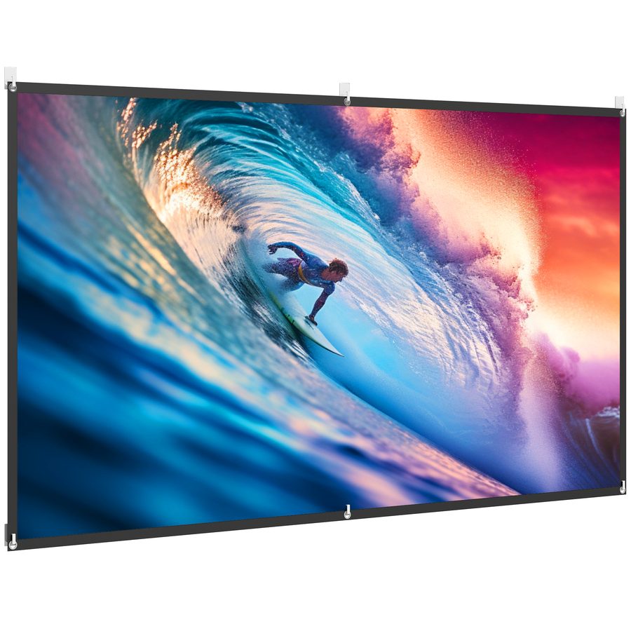 HOMCOM Projektionsleinwand 254 cm 4K/8K HD Format 16:9, manuell höhenverstellbar, waschbare Leinwand, 160° Weitwinkel, für Zuhause, Heimkino, Kino, Büro, Weiß   Aosom von HOMCOM