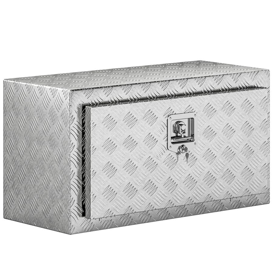 HOMCOM Werkzeugkiste aus Aluminium mit Schloss 2 Schlüssel, Werkzeugbox 96L, robust und wasserdicht, Aufbewahrungsbox für Pick-Up Wohnmobil Anhänger, 76.2x35.5x40.6cm, Silber   Aosom von HOMCOM