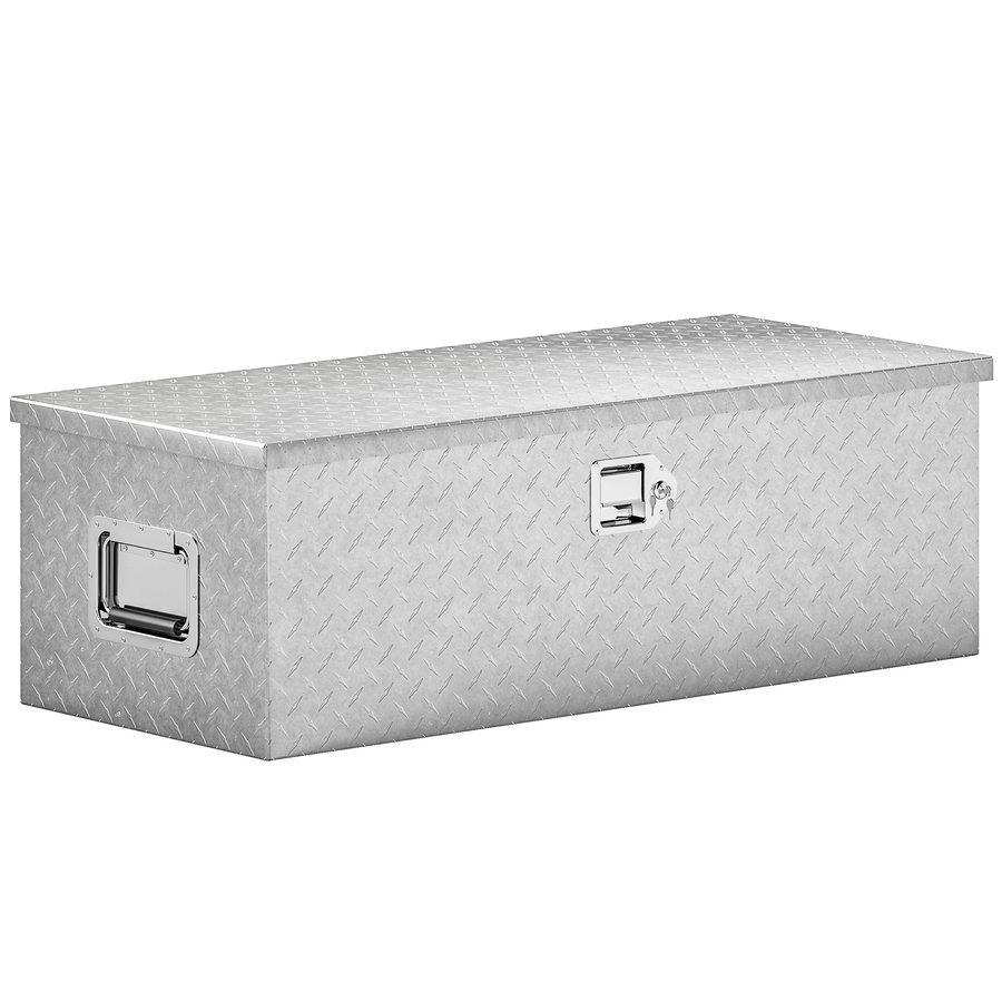 HOMCOM Aluminium-Werkzeugkiste mit Schloss 2 Schlüssel, Seitengriff, 43 L robuste Werkzeugbox, Aufbewahrungsbox für Pickup Wohnmobil Anhänger, 76.2x33x24.4cm, Silber   Aosom von HOMCOM