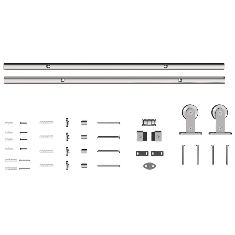 HOMCOM 152CM Schiebetür-Beschlag für Scheunentor, Laufschiene für 76 cm breite Tür, Stärke 30 mm, Tragfähigkeit 80 kg, robuster 304-Edelstahl, silber   Aosom von HOMCOM
