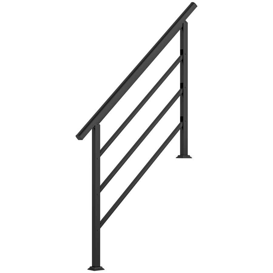 Outsunny Treppengeländer, 131 cm, Handlauf mit Montageset, Winkelverstellbar für 1-4 Stufen, für Veranden, Holz und Beton, für Außenbereich, Terrasse, Hof, Schwarz   Aosom von Outsunny