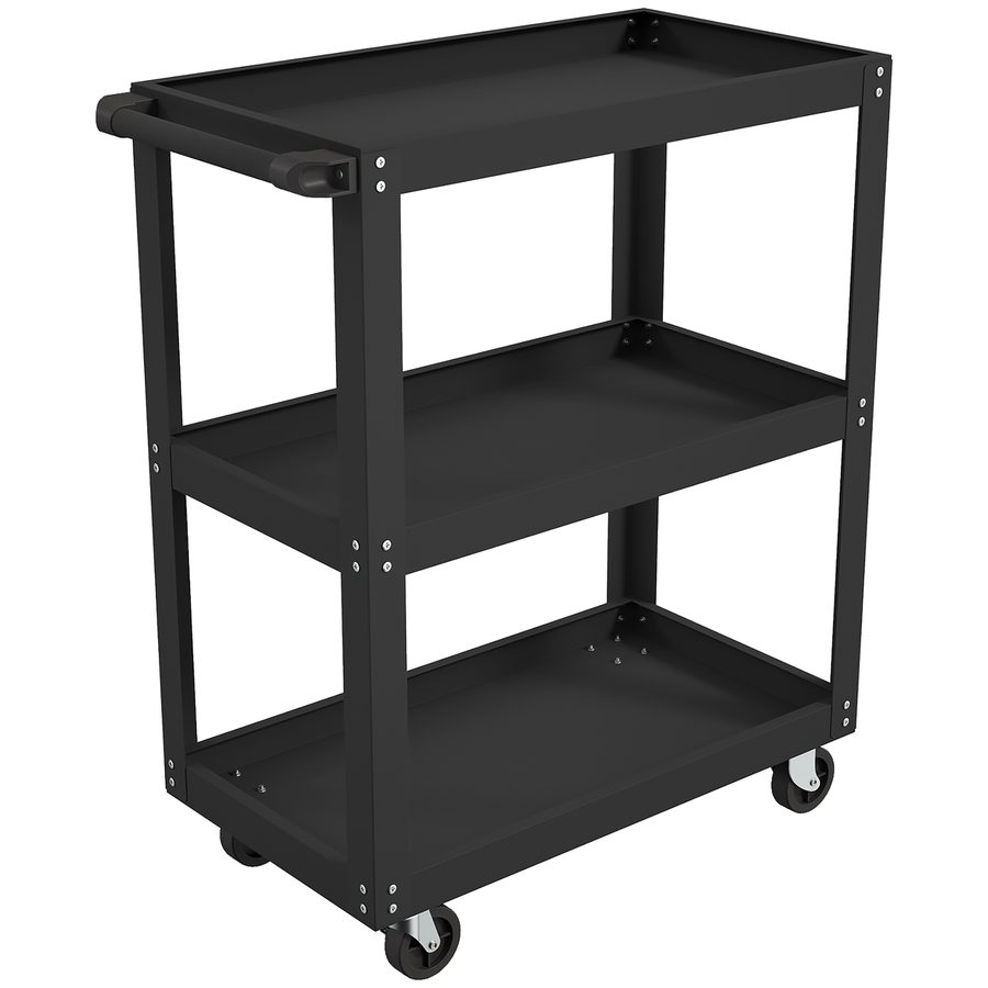HOMCOM Werkstattwagen mit 3 Ebenen, Metall, Seitenhalter, 4 Rollen, bis 120 kg, 70,5 x 35 x 82,5 cm, Schwarz   Aosom von HOMCOM