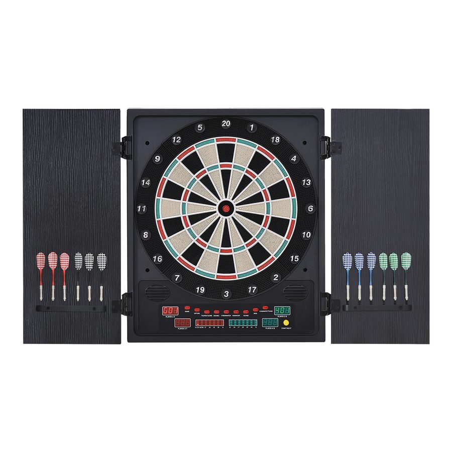 HOMCOM Elektronische Dart-set, Dartboard, Dartscheibe mit 12 Darts, Schwarz+Weiß, 27 Spiele und 202 Trefferoptionen für 8 Spieler, 51 x 6,5 x 57 cm   Aosom von HOMCOM
