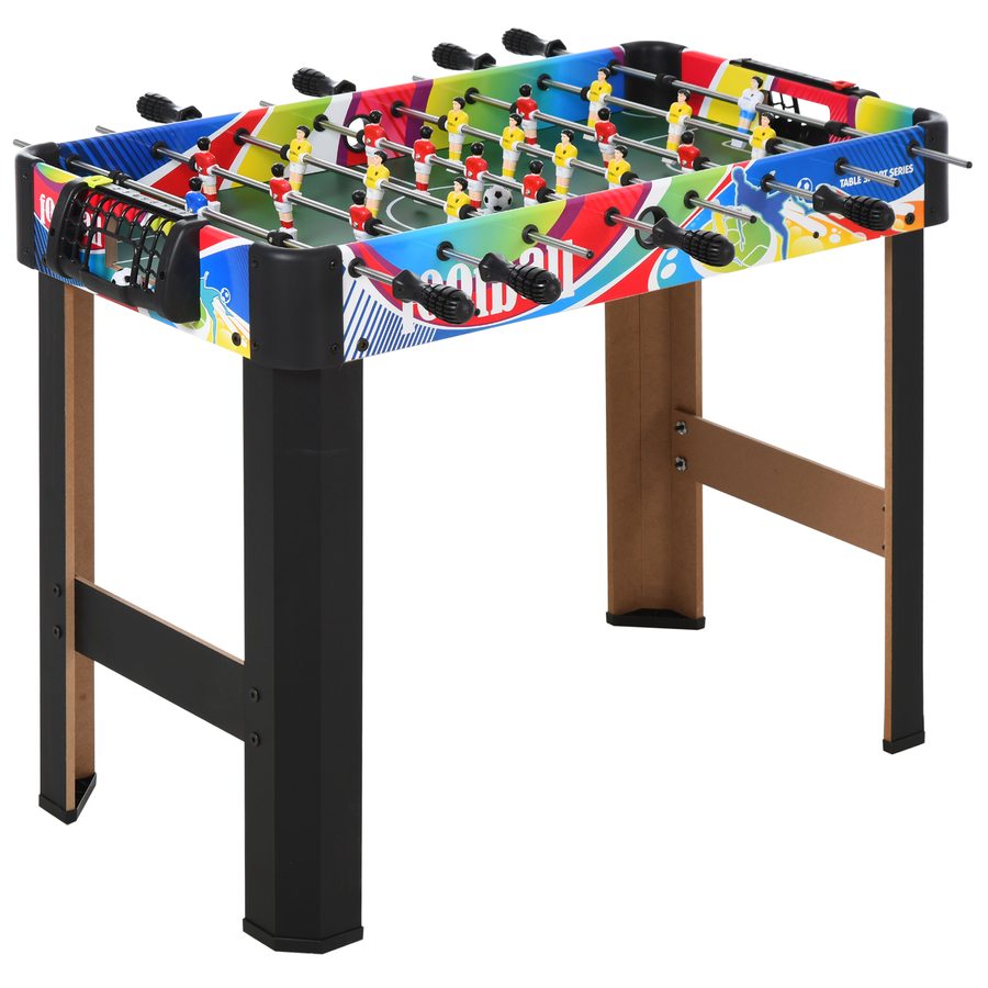 HOMCOM Tischfußball Klassisch mit 2 Bällen und 2 Punktetafeln, Spieltisch aus MDF, Edelstahl und Kunststoff, 86.5x43.5x63 cm, Mehrfarbig   Aosom von HOMCOM