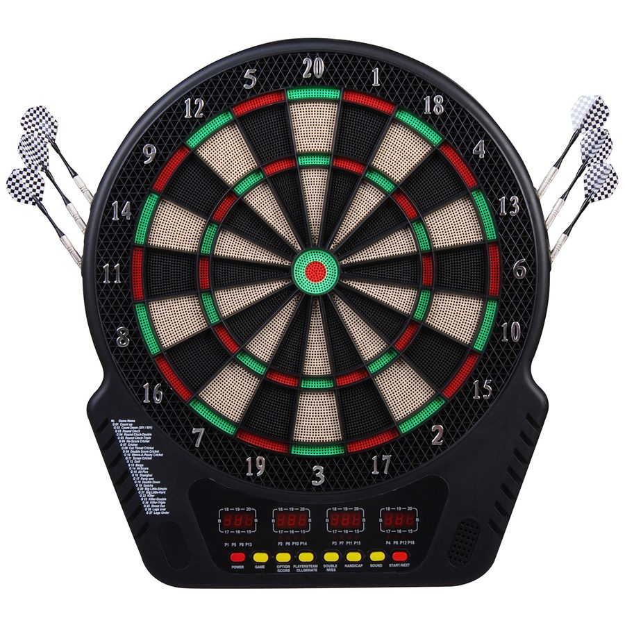 HOMCOM elektronische Dartscheibe Dartboard mit 6 Darts und 24 Dartköpfen 27 Spiele 243 Trefferoptionen 44 x 51,5 x 3,2 cm für Spaß und Wettkampf   Aosom.de von HOMCOM