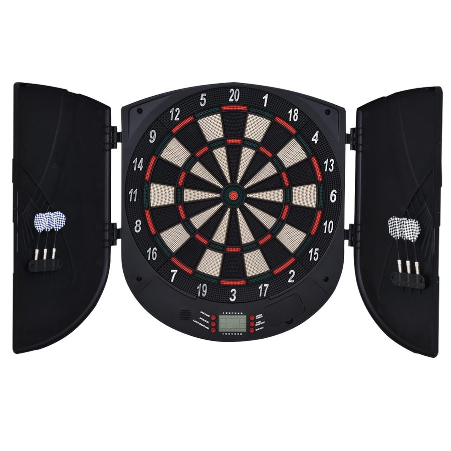HOMCOM Elektronische Dartscheibe mit Tür, Soundeffekte & automatische Wertung, 26 Spiele, 185 Trefferoptionen, für bis zu 8 Spieler   Aosom.de von HOMCOM