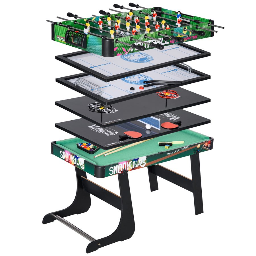 HOMCOM 6‑in‑1 Spieltisch klappbar – Kicker, Billard, Airhockey, Tischtennis, Ringwurf & Eishockey – für Kinder & Erwachsene, 118×104×71 cm   Aosom von HOMCOM