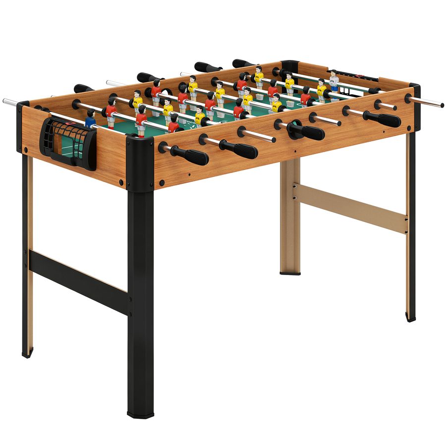HOMCOM Tischkicker klappbar Kickertisch inkl 22 Kicker 2 Bälle Rutschfest Griffe Anzeigetafel, Spieltisch für Erwachsene Kinder Tischfußball für Spielzimmer, Bars Partys 118 x 104 x 69 cm Braun   Aosom von HOMCOM