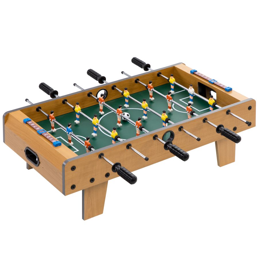 HOMCOM Mini Tischkicker Tischfußball inkl 2 Kickerbälle tragbarer Kickertisch mit Griffe, Kicker Tischfussball für Kinder Erwachsene Holz-Optik 69 x 36,5 x 22 cm Natur   Aosom von HOMCOM