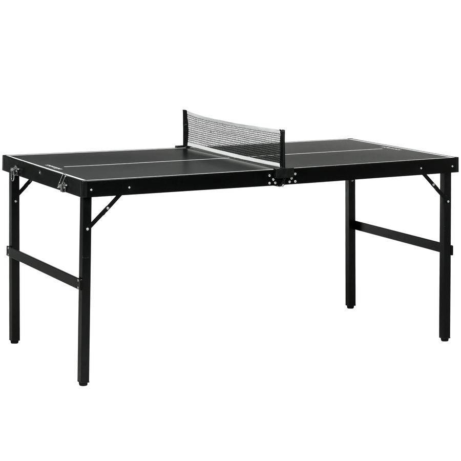 SPORTNOW Mini Tischtennistisch faltbar, Innen-Tischtennistisch mit Netz, Bällen, Griff, für drinnen und draußen 152 x 76 x 72 cm, schwarz   Aosom von SPORTNOW