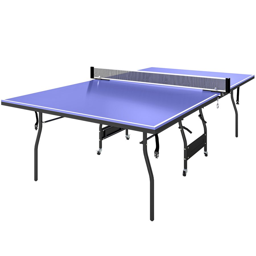 SPORTNOW Tischtennisplatte klappbar Mid Size Tischtennistisch mit Rolle Tischtennisnetz 3 Bälle 12mm Tischplatte wetterfest Ping Pong Tisch für Outdoor Indoor 274 x 152,5 x 76 cm Blau   Aosom von SPORTNOW