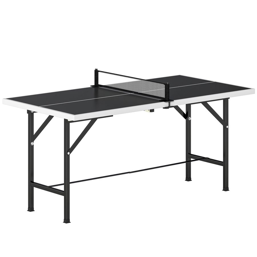 SPORTNOW Mini Klapp-Tischtennistisch 152x76x70 cm, Outdoor-Tisch mit Netz, 2 Schläger & 3 Bälle, leicht transportierbar, stabil, für Innen & Außen, Schwarz   Aosom von SPORTNOW