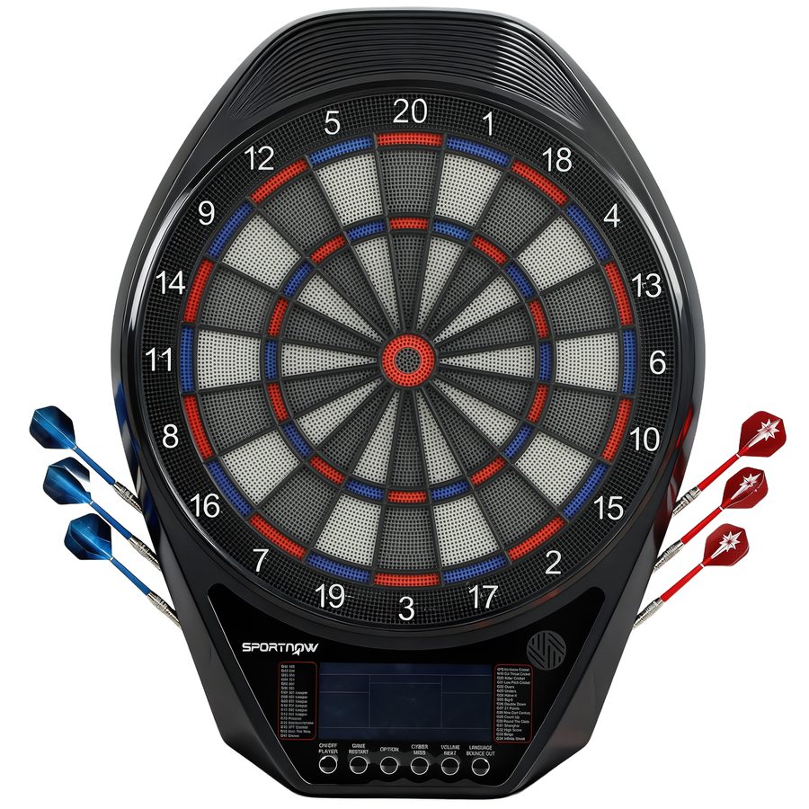 SPORTNOW Elektronische Dartscheibe, beleuchtete elektronische Dartscheibe mit übergroßem wiederaufladbarem LED-Display, 6 Pfeile, 24 Spitzen, 34 Spiele, 2235 Varianten, für 8 Spieler   Aosom von SPORTNOW