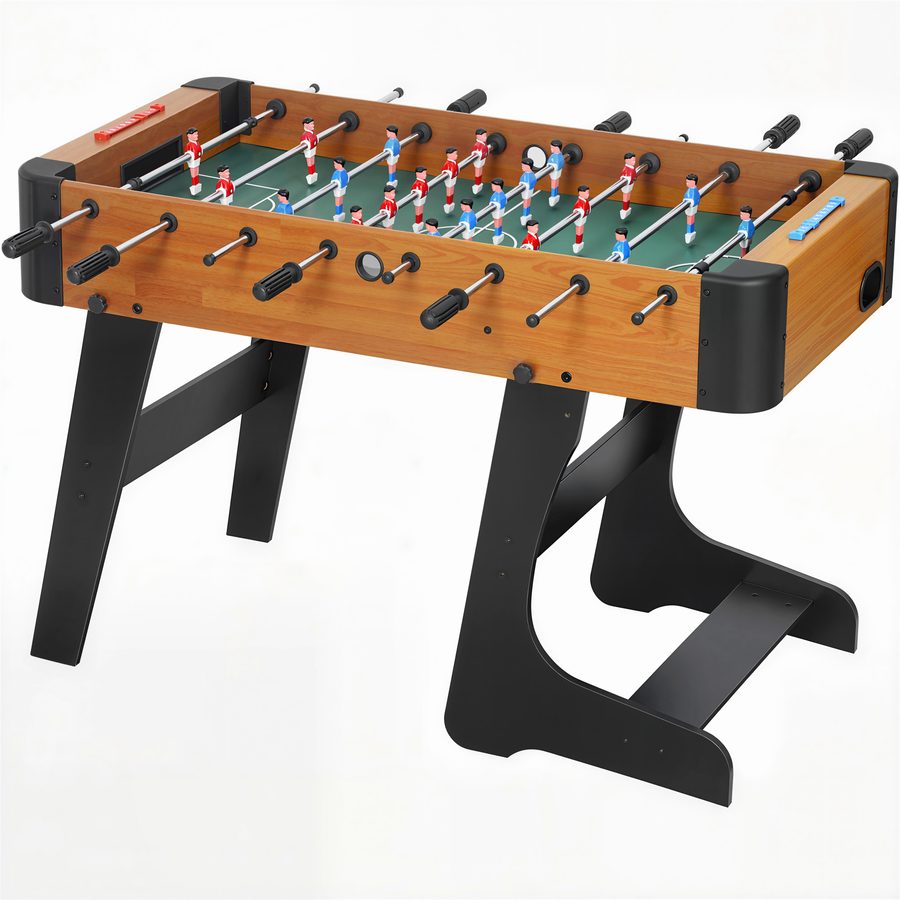 SPORTNOW klappbarer Tischkicker aus Holz, stehender Kickertisch, Fußballspiel mit 2 Bällen, 22 Spielern, 2 manuelle Punktezähler und rutschfeste Griffe 118 x 107,5 x 78 cm, braun   Aosom von SPORTNOW