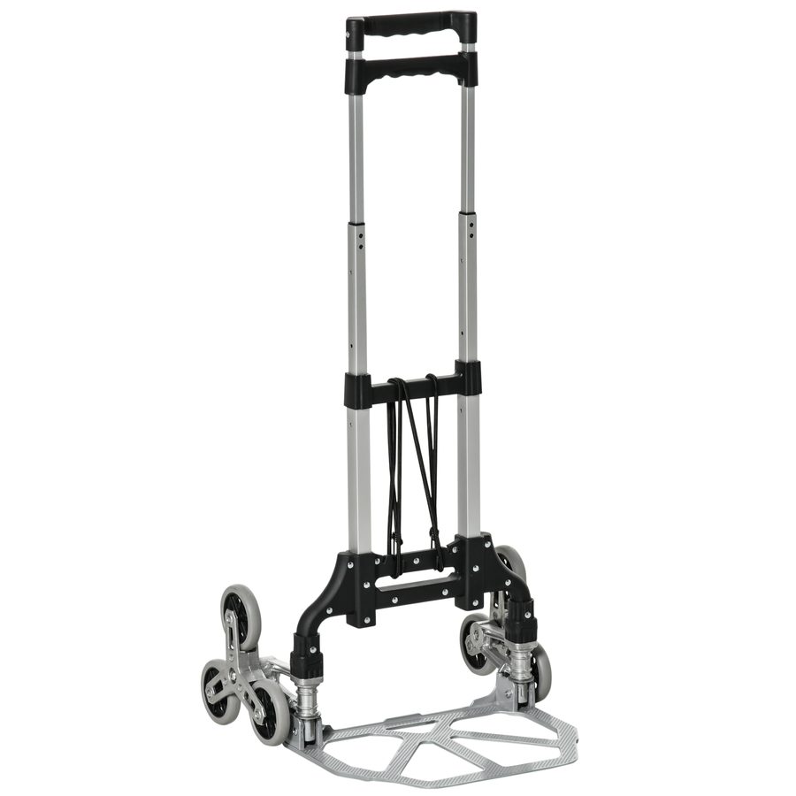 DURHAND Treppensteiger Sackkarre faltbar mit 6-Rollen-System und festem Seil, Aluminium Silber, bis 70kg Tragkraft für einfache Transporte   Aosom.de von Durhand