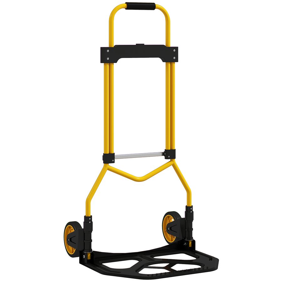HOMCOM Transportwagen mit Teleskopgriff, klappbar, Tragkraft 60 kg, Handwagen mit Rädern, Stahlrahmen, für Lager, Umzug, schwere Gegenstände, Gelb   Aosom von HOMCOM