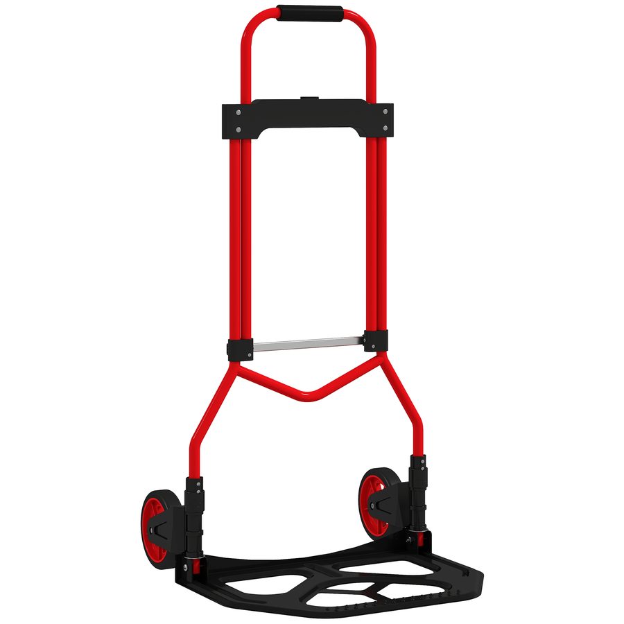 HOMCOM Klappkarren mit verstellbarem Teleskopgriff, Tragkraft 60 kg, Handkarre mit Rädern, für Garage, Büro, Gepäck, Reisen, Umzüge und Einkäufe, Rot   Aosom von HOMCOM