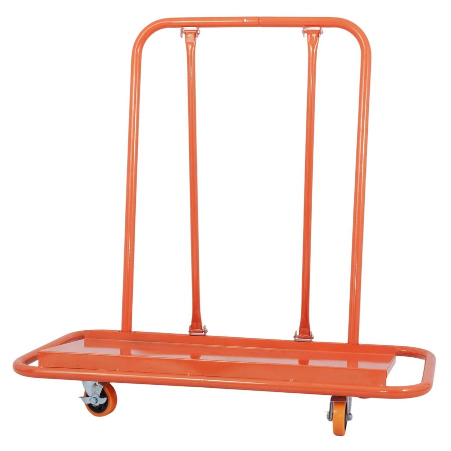 Plattenwagen für Gipskartonplatten, Stahlgestell, Lenkrollen mit Bremsen, 116x57x114 cm, Orange